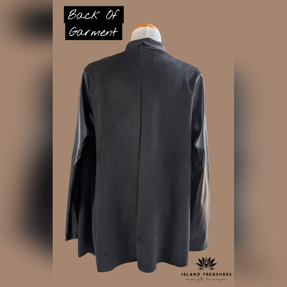 NWT HYFVE Soft Draped Sz Medium Women Black Faux Leather Jacket Sleeve - Picture 5 of 13